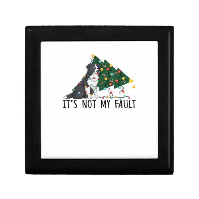 Xmas Tree It Is Not My Fault Border Collie Dog Chr Gift Box (Front)