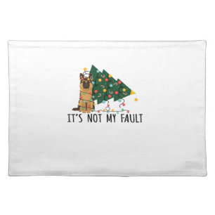 Xmas Tree It Is Not My Fault German Shepherd Dog C Cloth Placemat