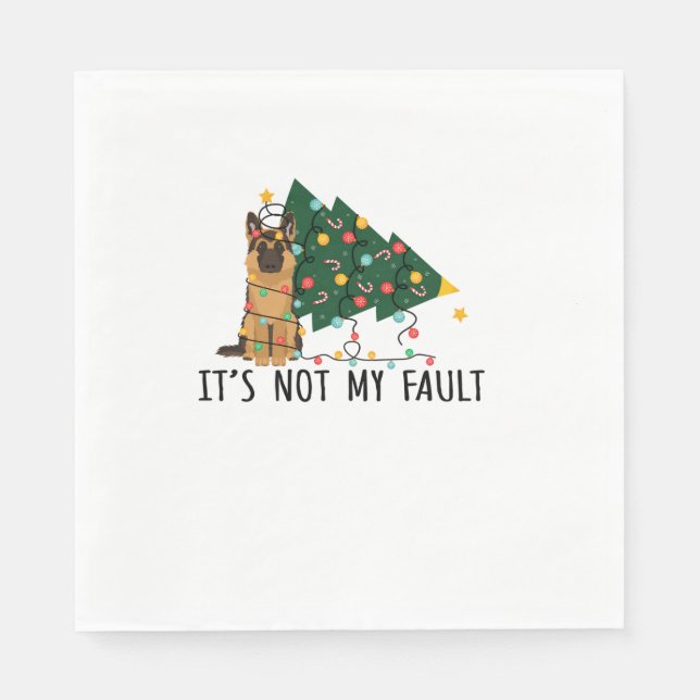 Xmas Tree It Is Not My Fault German Shepherd Dog C Napkins (Front)