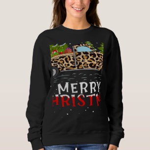 Xmas Tree Leopard Plaid Truck Merry Christmas   Sweatshirt