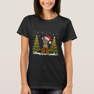 Xmas Tree Light African Wild Dog Santa Hat Christm T-Shirt
