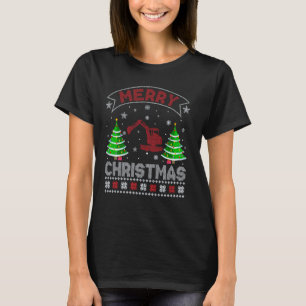 Xmas Tree Lighting Construction Excavator Ugly Chr T-Shirt