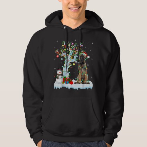 Xmas Tree Lighting Santa Hat Belgian Malinois Dog  Hoodie