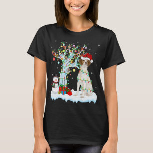 Xmas Tree Lighting Santa Hat Brittany Spaniel Dog T-Shirt