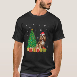 Xmas Tree Lighting Santa Hat Cocker Spaniel Dog Ch T-Shirt
