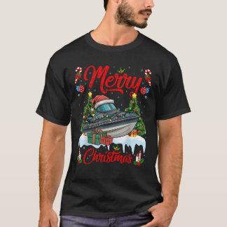 Xmas Tree Lighting Santa Hat Jet Boat Christmas  T-Shirt