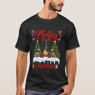 Xmas Tree Lighting Santa Hat Musical Mandolin Chri T-Shirt