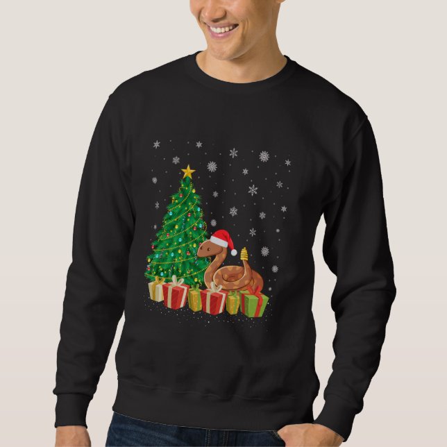 Xmas Tree Lighting Santa Hat Rattlesnake Christmas Sweatshirt (Front)