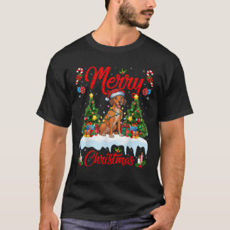 Xmas Tree Lighting Santa Hat Thai Ridgeback Dog Ch T-Shirt