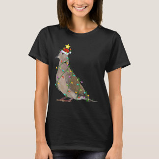 Xmas Tree Lighting Santa Mourning Dove Bird Christ T-Shirt