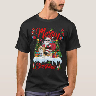 Xmas Tree Lighting Santa Riding Shih Tzu Dog Chris T-Shirt