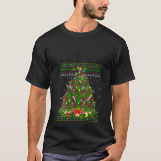 Xmas Tree Lighting Ugly Santa Newfoundland Dog Chr T-Shirt