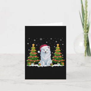 Xmas Tree Lights American Eskimo Dog Santa Christm Card