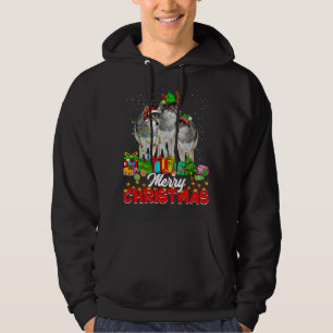 Xmas Tree Lights Christmas Pajama Wolf Animals Lov Hoodie