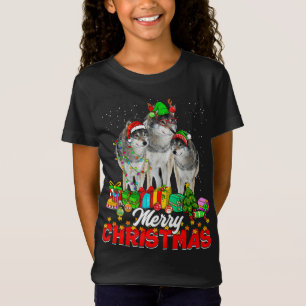 Xmas Tree Lights Christmas Pajama Wolf Animals Lov T-Shirt