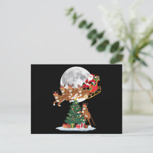 Xmas Tree Lights Funny Santa Riding Cheetah  Holiday Postcard