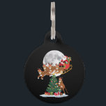 Xmas Tree Lights Funny Santa Riding Cheetah  Pet ID Tag<br><div class="desc">Xmas Tree Lights Funny Santa Riding Cheetah Christmas</div>