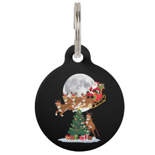 Xmas Tree Lights Funny Santa Riding Cheetah Pet ID Tag