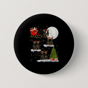 Xmas Tree Lights Funny Santa Riding Rottweiler Dog Button