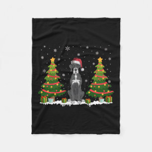 Xmas Tree Lights Great Dane Dog Santa Hat Christma Fleece Blanket