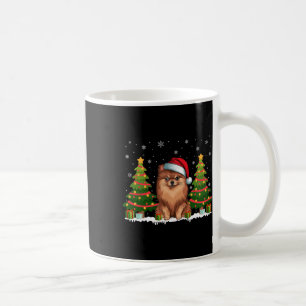 Xmas Tree Lights Pomeranian Dog Santa Hat Christma Coffee Mug