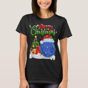 Xmas Tree Lights Santa Hat Bowling Ball Christmas T-Shirt