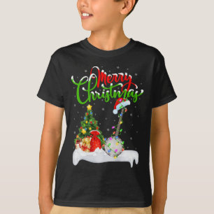 Xmas Tree Lights Santa Hat Musical Banjo Christmas T-Shirt