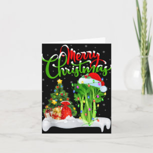 Xmas Tree Lights Santa Hat Vegetable Celery Christ Card