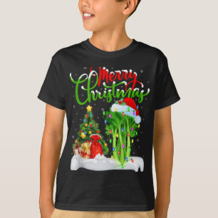 Xmas Tree Lights Santa Hat Vegetable Celery Christ T-Shirt