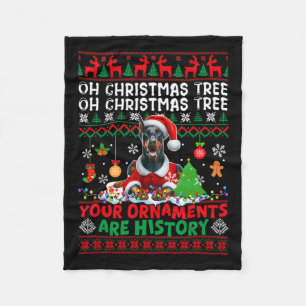 Xmas Tree Ornaments Are History Sweater Santa Dobe Fleece Blanket