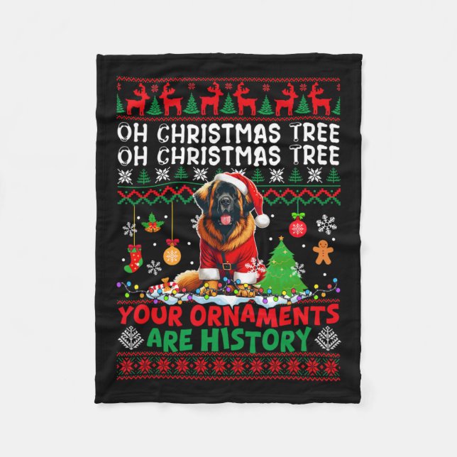 Xmas Tree Ornaments Are History Sweater Santa Leon Fleece Blanket (Front)