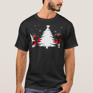 Xmas Tree Red Buffalo Plaid Reindeer Merry Christm T-Shirt