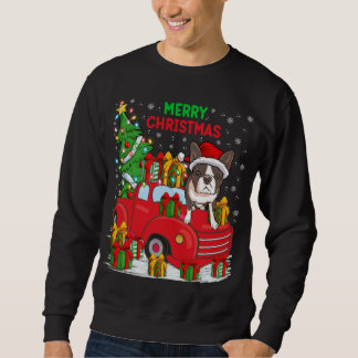 Xmas Tree Red Truck Lighting Boston Terrier Dog Ch Sweatshirt