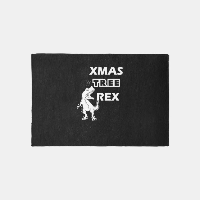 Xmas Tree Rex - Funny Dinosaur Christmas tees.   Rug (Front)