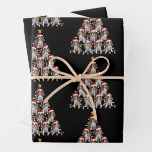 Xmas Tree Santa Cavalier King Charles Spaniel Dog  Wrapping Paper Sheets