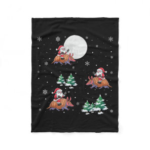 Xmas Tree Santa Riding Armadillo Funny Christmas  Fleece Blanket