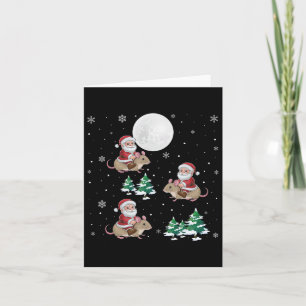 Xmas Tree Santa Riding Dormouse Funny Christmas Card