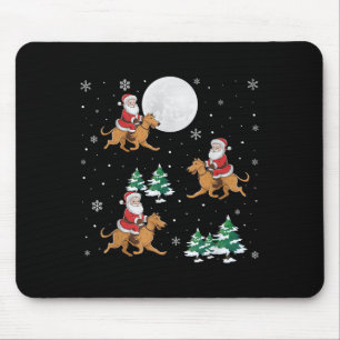 Xmas Tree Santa Riding Irish Wolfhound Dog Funny C Mouse Pad