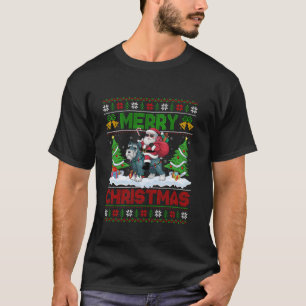 Xmas Tree Ugly Santa Riding Giant Schnauzer Dog Ch T-Shirt