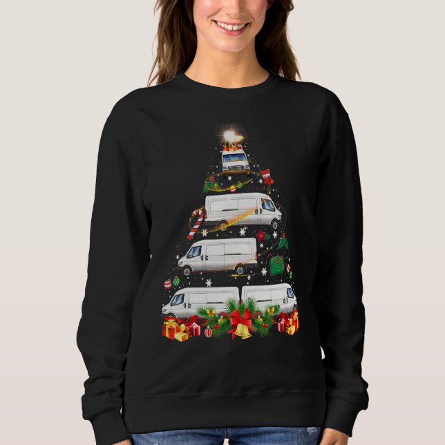 Xmas Tree Van Xmas Lights Tree Driver  Family Chri Sweatshirt (Front)
