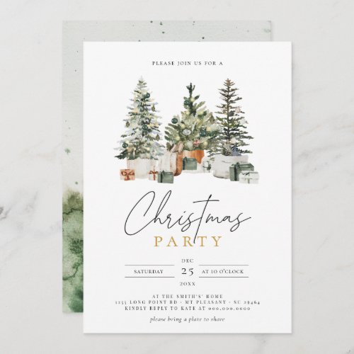 Xmas Trees Holiday Christmas Party Holiday Dinner Invitation