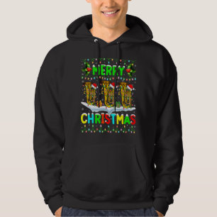 Xmas Tuba Lighting Santa Hat Merry Christmas Tuba Hoodie