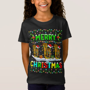 Xmas Tuba Lighting Santa Hat Merry Christmas Tuba T-Shirt