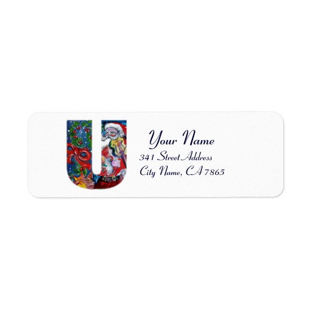 XMAS U LETTER /SANTA  CLAUS WITH VIOLIN MONOGRAM LABEL (Front)
