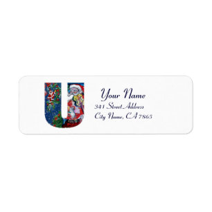 XMAS U LETTER /SANTA  CLAUS WITH VIOLIN MONOGRAM LABEL