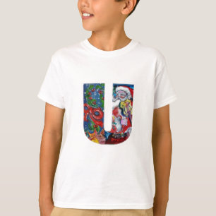 XMAS U LETTER /SANTA CLAUS WITH VIOLIN MONOGRAM T-Shirt