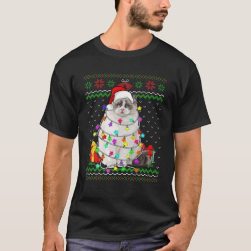 Xmas Ugly Sweater Christmas Lights Cat Kitten Love