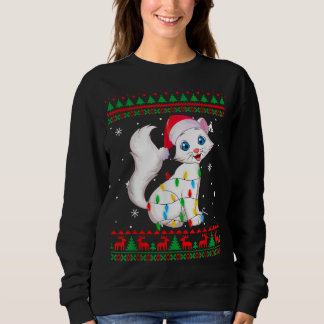 Xmas Ugly Sweater Christmas Lights Cat Kitten Love