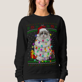 Xmas Ugly Sweater Christmas Lights Cat Kitten Love
