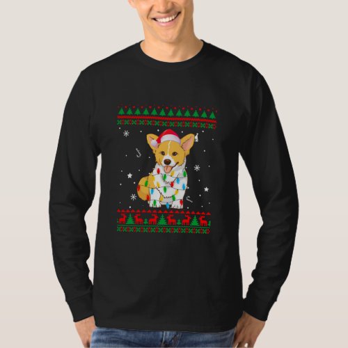 Xmas Ugly Sweater Christmas Lights Corgi Dog